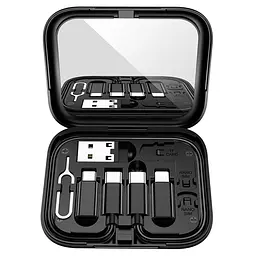 Набір адаптерів Hoco U114 Treasure box storage charging data cable set Black