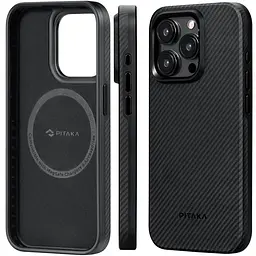 Оригінальний протиударний чохол для iPhone 15 Pro Max Pitaka Military Grade MagSafe MagEz Pro 4 600D Black/Grey KI1501PMPA