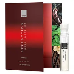 Листівка з пробним зразком Туалетної води Avon Attraction Deep Instinct для Нього, 0,6 мл (158511442) - мініатюра 1