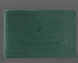 Шкіряна обкладинка на посвідчення Державної податкової служби зелена Crazy Horse