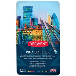 Набір кольорових олівців Procolour 12 кол. метал Derwent (5028252514613)