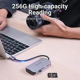 Хаб USB 3.1 Type-C -> 3хUSB 3.0/SD/TF/PD 100W 6-in-1 Vention - мініатюра 7