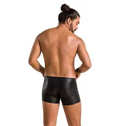 Чоловічі шкіряні боксери з блискавками Passion 049 SHORT MATT L/XL Black - мініатюра 4