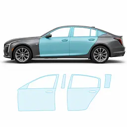 Антигравійна захисна бронеплівка за лекалами для Cadillac CT5 I 2019-2024 - зони дверей і стійки вікон