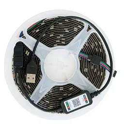 Світлодіодна стрічка 5м різнокольорова смуга RGB Bluetooth 5050 MEIQ-IT RGB strip light - мініатюра 3