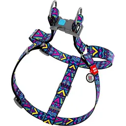 Шлея для собак Waudog Nylon Інді, анатомічна, з QR паспортом, 60-90х2,5 см, різнокольорова (4974) - мініатюра 2