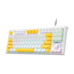 Клавіатура Aula F3032 keycaps plus 21 Yellow keys KRGD Red USB UA White (6948391204680) - мініатюра 2