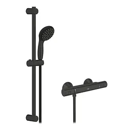Змішувач термостатичний для душу Grohe QuickFix Start Black UA303908T1, Чорний матовий