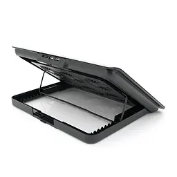 Підставка під ноутбук IceCoorel A19, 10-15.6", 6 * 60mm 580±10% RPM, корпус пластик + алюміній, 2xUSB 2.0, 350x225x26mm, Silver, Box, Q20 - мініатюра 2
