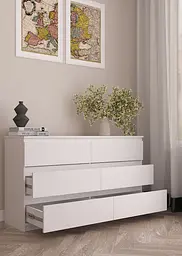 Комод на 6 ящиків FKR-6 фасади без ручок 1400х758х403 Білий