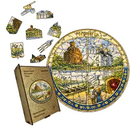 Дерев'яний фігурний пазл puzzlean Композиція Чернігова, А3, Дерев'яна коробка 200 елементів