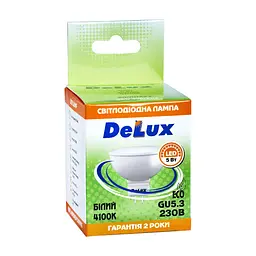 Лампочка Delux JCDR 5Вт 4100K 220В GU5.3 (90023555) - мініатюра 2