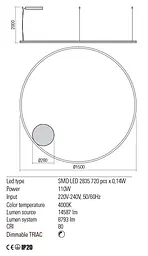 Підвісний світильник Redo ORBIT SU LED 105W 4000K D1500 SAND WHITE (4.1.2) 01-1920 - мініатюра 3