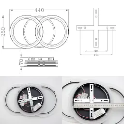Cвітлодіодна люстра MOKA 3R 60 Вт 440x250x70 мм Чорна ESLLSE - мініатюра 10