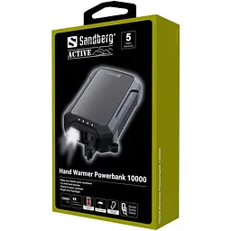 Універсальна мобільна батарея Sandberg 10000mAh Hand Warmer з обігрівачем рук 2A, USB, Type-C in, PowerThru, LED ліхтар 1W - мініатюра 3
