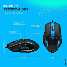 Миша Aikun Apparition Optical Gaming Mouse Backlight GX51 1000-3200DPI - мініатюра 2