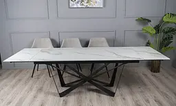 Стіл обідній Prestol Аспен розкладний 180/260x90x75 см білий глянець чорні ніжки - мініатюра 4