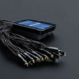 Гірлянда нитка на сонячній батареї 1500 LED 150 м чорний дріт жовтий - мініатюра 4