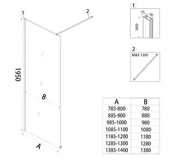 Душова стінка Rea Flexi Walk-In 100x195 transparent black KPL-K99162 - мініатюра 8