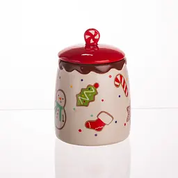 Банка для сипучих продуктів Yiwu з кришкою порцелянова 9×13 см Merry Christmas CR-1-42  - мініатюра 4