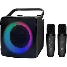 Портативна бездротова колонка з караоке SDRD SD-508 (Bluetooth, RGB, мікрофон, Black)