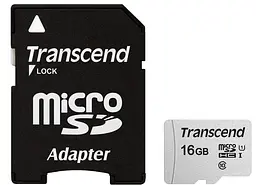 Карта пам'яті microSDHC 16GB UHS-I U1 (TS16GUSD300S-A) + SD адаптер Transcend teh0021588