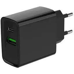 Зарядний пристрій Gembird 1xUSB-A + 1 Type-C (PD20Вт + QC3.0 18Вт) black (TA-UC-PDQC20-01-BK)