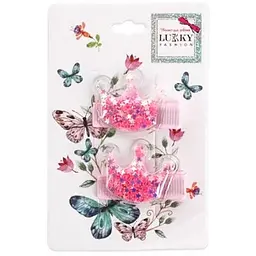 Дитячі шпильки для волосся Корона Lukky T18456 Pink