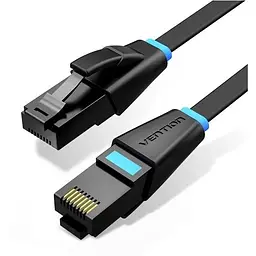 Патч-корд 1м, UTP cat 6 RJ-45 flat black Vention (IBJBF)