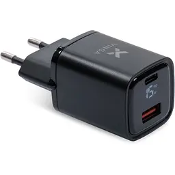 Зарядний пристрій Vinga USB-C PD 30 Вт + USB-A QC 30 Вт, дисплей, макс. 33 Вт (VCR30ACDB)