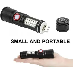 Ручний ліхтар RB-269 акумуляторний бічним світлом та зумом LED Р50+5SMD USB Zoom - мініатюра 5