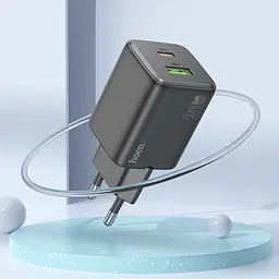 Зарядний пристрій Hoco N41 USB/ Type-C PD QC чорний + кабель Type-C to Lightning - мініатюра 4