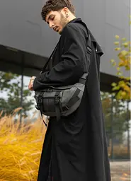 Велика чоловіча сумка бананка Sambag DynamicDart графітова 38 × 21 × 7 см (80411009m) - мініатюра 3