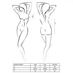 Корсет з відкритими грудьми Passion NORTH CORSet black L/XL - мініатюра 7