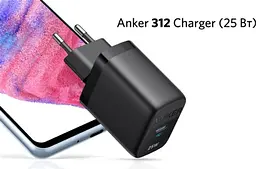 Зарядний пристрій блок живлення Anker PowerPort 312 PowerIQ Type-C (A2642G11) чорний - мініатюра 3