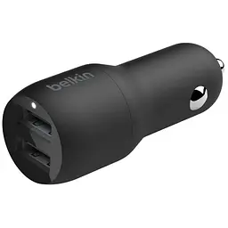 Зарядний пристрій Belkin Car Charger (24W) Dual USB-A, USB-A - Lightning, 1m, black (CCD001BT1MBK)