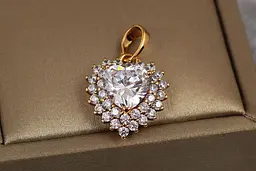 Кулон Xuping Jewelry Фіанітове серце в подвійному канті 1,5 см золотистий