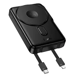 Power bank Hoco Q48 10000mAh PD 20W 3в1 магнітний з функцією бездротової зарядки чорний - мініатюра 3