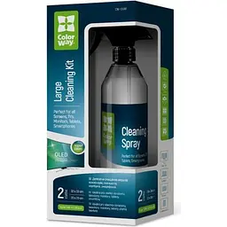 Спрей для очищення ColorWay Cleaning Kit, Large, OLED/LED/LCD/TFT, 550ml, microfibre x 2 (CW-5500)