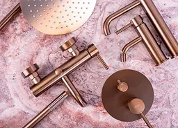 Душова система Rea Lungo brushed copper + BOX прихованого монтажу REA-P8809, Теплий захід сонця - мініатюра 6