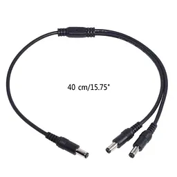 Розгалужувач живлення 0,4м DC12V 5.5*2.1мм тато-2*тато для ip-камери, роутера, медіаконвертера, безперебійника 40см (чорний) - мініатюра 2