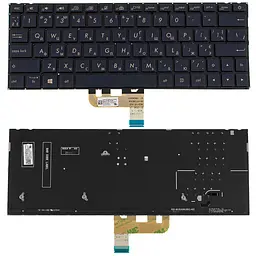 Клавіатура для ноутбука ASUS (UX333 series) rus, blue, без фрейма, підсвічування клавіш - мініатюра 2
