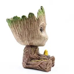 Горщик для квітів та канцелярії Грут Groot G8 Малюк з квіткою + підставка пень - мініатюра 8