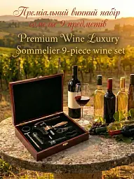 Подарунковий набір для вина Premium Wine Luxury 9-в-1 у дерев'яному кейсі (00386) - мініатюра 5