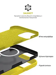 Силиконовый чехол с MagSafe для Apple iPhone 16 Pro, ICON2 MagCase, желтый, противоударный, панель с мягкой подкладкой, защита всего корпуса, поддержка беспроводной зарядки, совместим с защитными стеклами и пленками, ArmorStandart (ARM81320) - мініатюра 6
