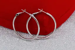 Сережки кільця Xuping Jewelry гладкі 3,5 см сріблясті