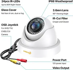 Вулична камера відеоспостереження Anlapus 1080P IP66 з нічним баченням - мініатюра 5