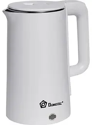 Електрочайник Domotec MS-5028 1500Вт Нержавіюча сталь/Пластик дисковий чайник 2л Білий