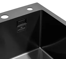 Кухонна мийка Kroner KRP Schwarze - 6350RHM PVD (3.0/1.0 мм) (CV031323) - мініатюра 5