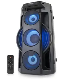 Колонка портативна 2.0 REAL-EL X-777 Black, 2 x 32.5 Вт, пластиковий корпус, Bluetooth, MicroSD / USB, живлення від акумулятора, 8800мА * год, керування зверху - мініатюра 1